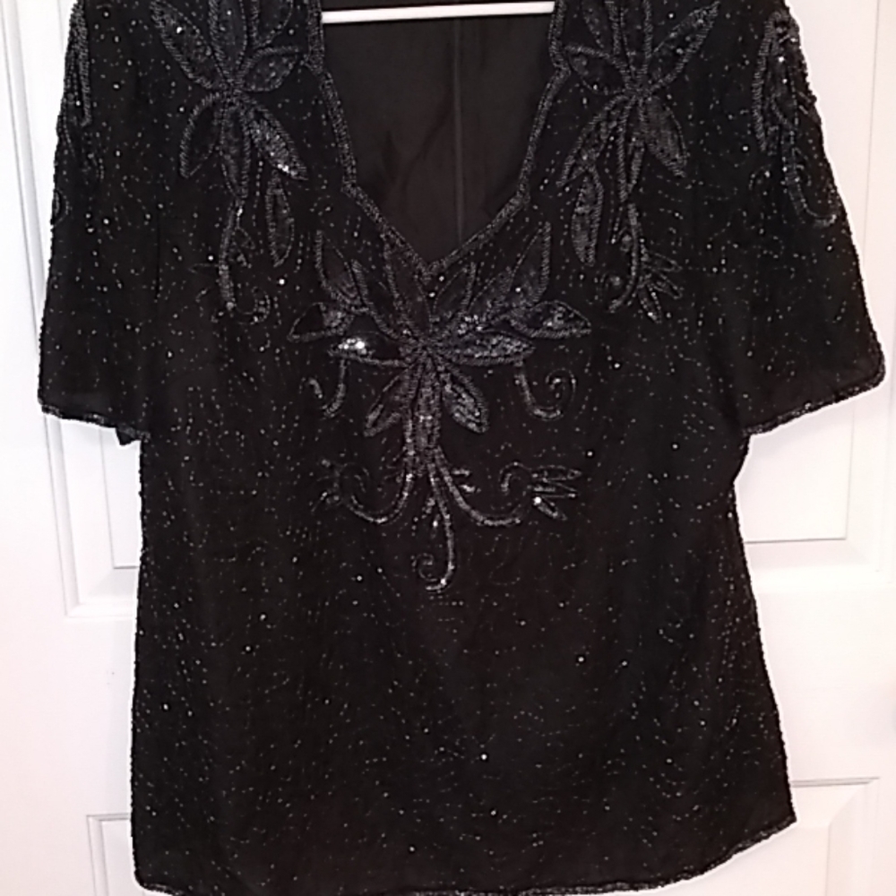 Vintage Stenay woman silk glittery top check size